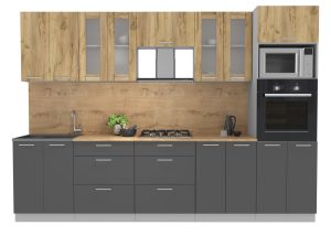 ГОТОВАЯ КУХНЯ МИЛА 3,0 ВТ (ДУБ ЗОЛОТОЙ/ АНТРАЦИТ)