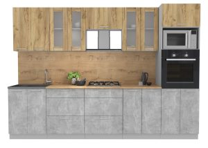 ГОТОВАЯ КУХНЯ МИЛА 3,0 ВТ (ДУБ ЗОЛОТОЙ/ БЕТОН)