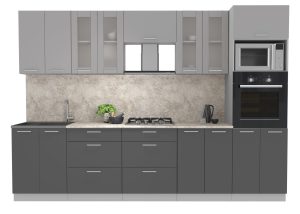 ГОТОВАЯ КУХНЯ МИЛА 3,0 ВТ (СЕРЕБРО/ АНТРАЦИТ)