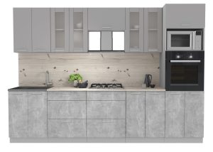 ГОТОВАЯ КУХНЯ МИЛА 3,0 ВТ (СЕРЕБРО/ БЕТОН)
