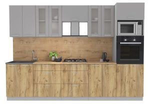 ГОТОВАЯ КУХНЯ МИЛА 3,0 ВТ (СЕРЕБРО/ ДУБ ЗОЛОТОЙ)