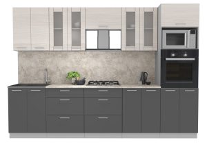 ГОТОВАЯ КУХНЯ МИЛА 3,0 ВТ (ВУДЛАЙН КРЕМОВЫЙ/ АНТРАЦИТ)