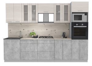 ГОТОВАЯ КУХНЯ МИЛА 3,0 ВТ (ВУДЛАЙН КРЕМОВЫЙ/ БЕТОН)