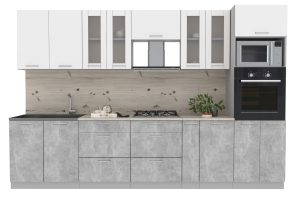 ГОТОВАЯ КУХНЯ МИЛА 3,2 ВТ (БЕЛЫЙ/ БЕТОН)