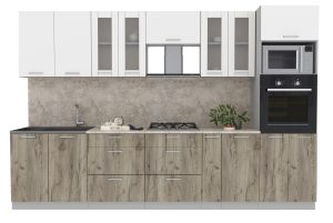 ГОТОВАЯ КУХНЯ "МИЛА32 ВТ" (БЕЛЫЙ/ ДУБ СЕРЫЙ)