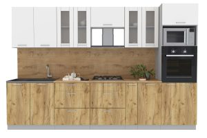 ГОТОВАЯ КУХНЯ "МИЛА32 ВТ" (БЕЛЫЙ/ ДУБ ЗОЛОТОЙ)