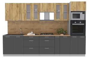 ГОТОВАЯ КУХНЯ "МИЛА32 ВТ" (ДУБ ЗОЛОТОЙ/ АНТРАЦИТ)