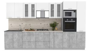 ГОТОВАЯ КУХНЯ "МИЛА36 ВТ" (БЕЛЫЙ/ БЕТОН)
