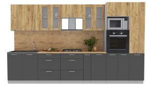 ГОТОВАЯ КУХНЯ "МИЛА36 ВТ" (ДУБ ЗОЛОТОЙ/ АНТРАЦИТ)