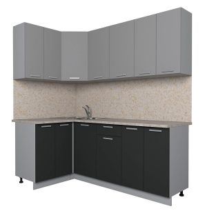 ГОТОВАЯ КУХНЯ ЛАЙТ 1,2X2,0 (СЕРЕБРО/ АНТРАЦИТ)