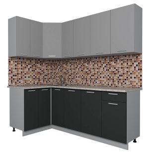 ГОТОВАЯ КУХНЯ ЛАЙТ 1,2X2,1 (СЕРЕБРО/ АНТРАЦИТ)