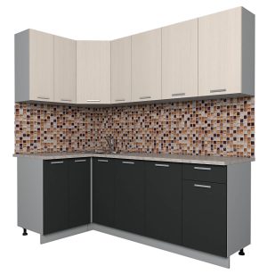 ГОТОВАЯ КУХНЯ ЛАЙТ 1,2X2,1 (ВУДЛАЙН КРЕМОВЫЙ/ АНТРАЦИТ)