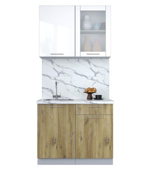 ГОТОВАЯ КУХНЯ ПЛАСТИК 1,0Б (БЕЛЫЙ ГЛЯНЕЦ/ ДУБ ЭПОКСИД)