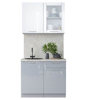 ГОТОВАЯ КУХНЯ ПЛАСТИК 1,0Б (БЕЛЫЙ ГЛЯНЕЦ/ ТУМАННЫЙ ГЛЯНЕЦ)