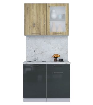 ГОТОВАЯ КУХНЯ ПЛАСТИК 1,0Б (ДУБ ЭПОКСИД/ АНТРАЦИТ)