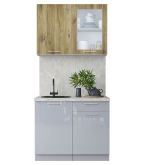 ГОТОВАЯ КУХНЯ ПЛАСТИК 1,0Б (ДУБ ЭПОКСИД/ ТУМАННЫЙ ГЛЯНЕЦ)