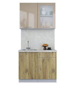 ГОТОВАЯ КУХНЯ ПЛАСТИК 1,0Б (КАПУЧИНО ГЛЯНЕЦ/ ДУБ ЭПОКСИД)