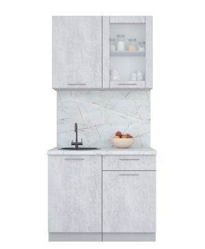 ГОТОВАЯ КУХНЯ ПЛАСТИК 1,0Б (ОКСИД СВЕТЛЫЙ/ ОКСИД СВЕТЛЫЙ)