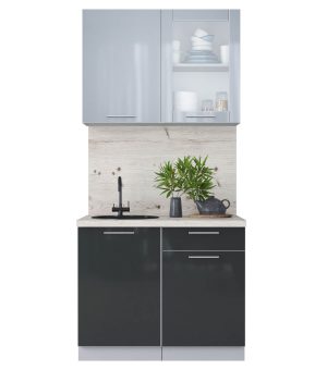 ГОТОВАЯ КУХНЯ ПЛАСТИК 1,0Б (ТУМАННЫЙ ГЛЯНЕЦ/ АНТРАЦИТ)