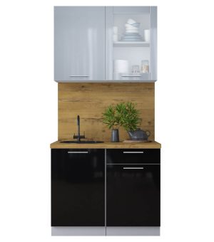 ГОТОВАЯ КУХНЯ ПЛАСТИК 1,0Б (ТУМАННЫЙ ГЛЯНЕЦ/ ЧЕРНЫЙ ГЛЯНЕЦ)