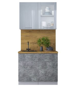 ГОТОВАЯ КУХНЯ ПЛАСТИК 1,0Б (ТУМАННЫЙ ГЛЯНЕЦ/ МРАМОР)