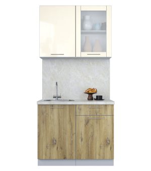 ГОТОВАЯ КУХНЯ ПЛАСТИК 1,0Б (ВАНИЛЬ ГЛЯНЕЦ/ ДУБ ЭПОКСИД)