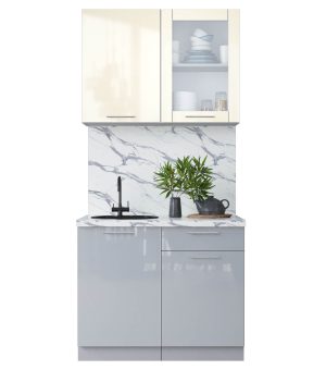 ГОТОВАЯ КУХНЯ ПЛАСТИК 1,0Б (ВАНИЛЬ ГЛЯНЕЦ/ ТУМАННЫЙ ГЛЯНЕЦ)