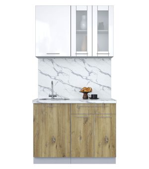 ГОТОВАЯ КУХНЯ ПЛАСТИК 1,1Б (БЕЛЫЙ ГЛЯНЕЦ/ ДУБ ЭПОКСИД)