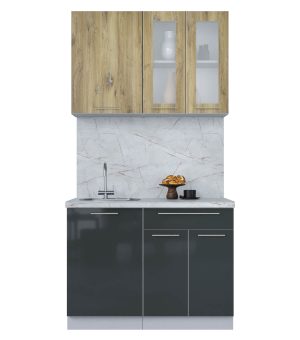 ГОТОВАЯ КУХНЯ ПЛАСТИК 1,1Б (ДУБ ЭПОКСИД/ АНТРАЦИТ)