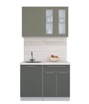 ГОТОВАЯ КУХНЯ ПЛАСТИК 1,1Б (КВАРЦЕВЫЙ/ ШТОРМ)