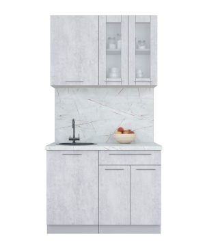 ГОТОВАЯ КУХНЯ ПЛАСТИК 1,1Б (ОКСИД СВЕТЛЫЙ/ ОКСИД СВЕТЛЫЙ)