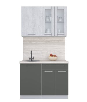 ГОТОВАЯ КУХНЯ ПЛАСТИК 1,1Б (ОКСИД СВЕТЛЫЙ/ ШТОРМ)