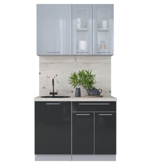 ГОТОВАЯ КУХНЯ ПЛАСТИК 1,1Б (ТУМАННЫЙ ГЛЯНЕЦ/ АНТРАЦИТ)