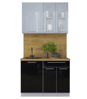 ГОТОВАЯ КУХНЯ ПЛАСТИК 1,1Б (ТУМАННЫЙ ГЛЯНЕЦ/ ЧЕРНЫЙ ГЛЯНЕЦ)