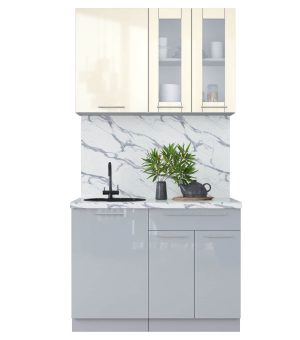 ГОТОВАЯ КУХНЯ ПЛАСТИК 1,1Б (ВАНИЛЬ ГЛЯНЕЦ/ ТУМАННЫЙ ГЛЯНЕЦ)