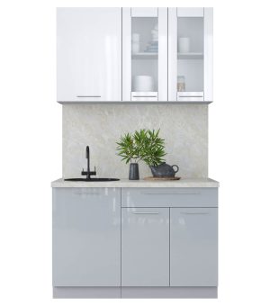 ГОТОВАЯ КУХНЯ ПЛАСТИК 1,2Б (БЕЛЫЙ ГЛЯНЕЦ/ ТУМАННЫЙ ГЛЯНЕЦ)