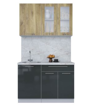 ГОТОВАЯ КУХНЯ ПЛАСТИК 1,2Б (ДУБ ЭПОКСИД/ АНТРАЦИТ)