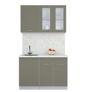 ГОТОВАЯ КУХНЯ ПЛАСТИК 1,2Б (КВАРЦЕВЫЙ/ КВАРЦЕВЫЙ)