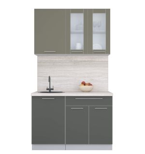 ГОТОВАЯ КУХНЯ ПЛАСТИК 1,2Б (КВАРЦЕВЫЙ/ ШТОРМ)