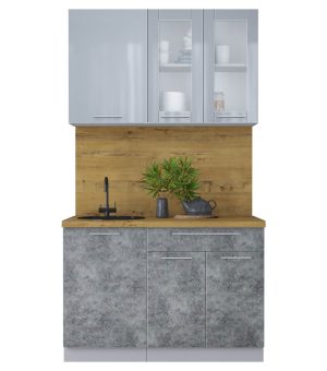 ГОТОВАЯ КУХНЯ ПЛАСТИК 1,2Б (ТУМАННЫЙ ГЛЯНЕЦ/ МРАМОР)