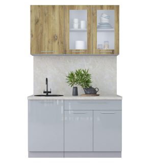 ГОТОВАЯ КУХНЯ ПЛАСТИК 1,3Б (ДУБ ЭПОКСИД/ ТУМАННЫЙ ГЛЯНЕЦ)