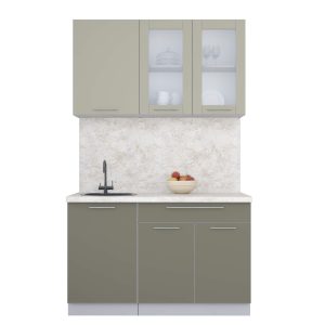 ГОТОВАЯ КУХНЯ ПЛАСТИК 1,3Б (ЛАТТЕ/ КВАРЦЕВЫЙ)