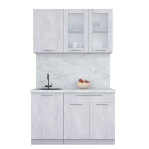 ГОТОВАЯ КУХНЯ ПЛАСТИК 1,3Б (ОКСИД СВЕТЛЫЙ/ ОКСИД СВЕТЛЫЙ)