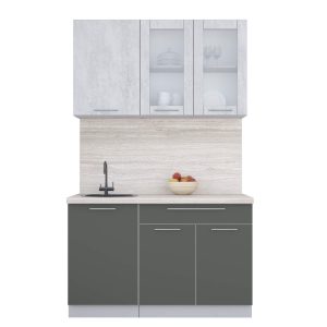 ГОТОВАЯ КУХНЯ ПЛАСТИК 1,3Б (ОКСИД СВЕТЛЫЙ/ ШТОРМ)