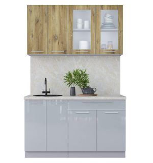 ГОТОВАЯ КУХНЯ ПЛАСТИК 1,4Б (ДУБ ЭПОКСИД/ ТУМАННЫЙ ГЛЯНЕЦ)