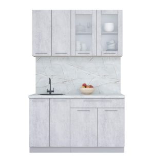 ГОТОВАЯ КУХНЯ ПЛАСТИК 1,4Б (ОКСИД СВЕТЛЫЙ/ ОКСИД СВЕТЛЫЙ)