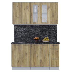 ГОТОВАЯ КУХНЯ ПЛАСТИК 1,5Б (ДУБ ЭПОКСИД/ ДУБ ЭПОКСИД)
