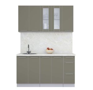 ГОТОВАЯ КУХНЯ ПЛАСТИК 1,5Б (КВАРЦЕВЫЙ/ КВАРЦЕВЫЙ)