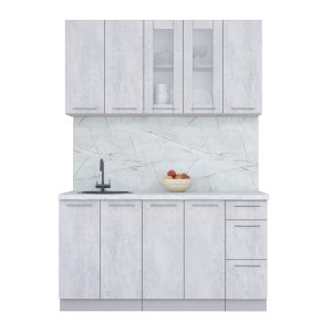 ГОТОВАЯ КУХНЯ ПЛАСТИК 1,5Б (ОКСИД СВЕТЛЫЙ/ ОКСИД СВЕТЛЫЙ)