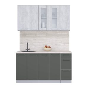 ГОТОВАЯ КУХНЯ ПЛАСТИК 1,5Б (ОКСИД СВЕТЛЫЙ/ ШТОРМ)